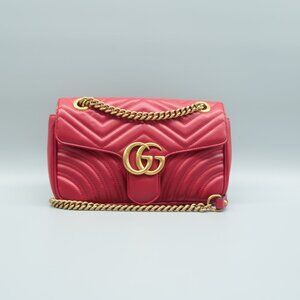GUCCI Marmont Red Leather Shoulder Bag